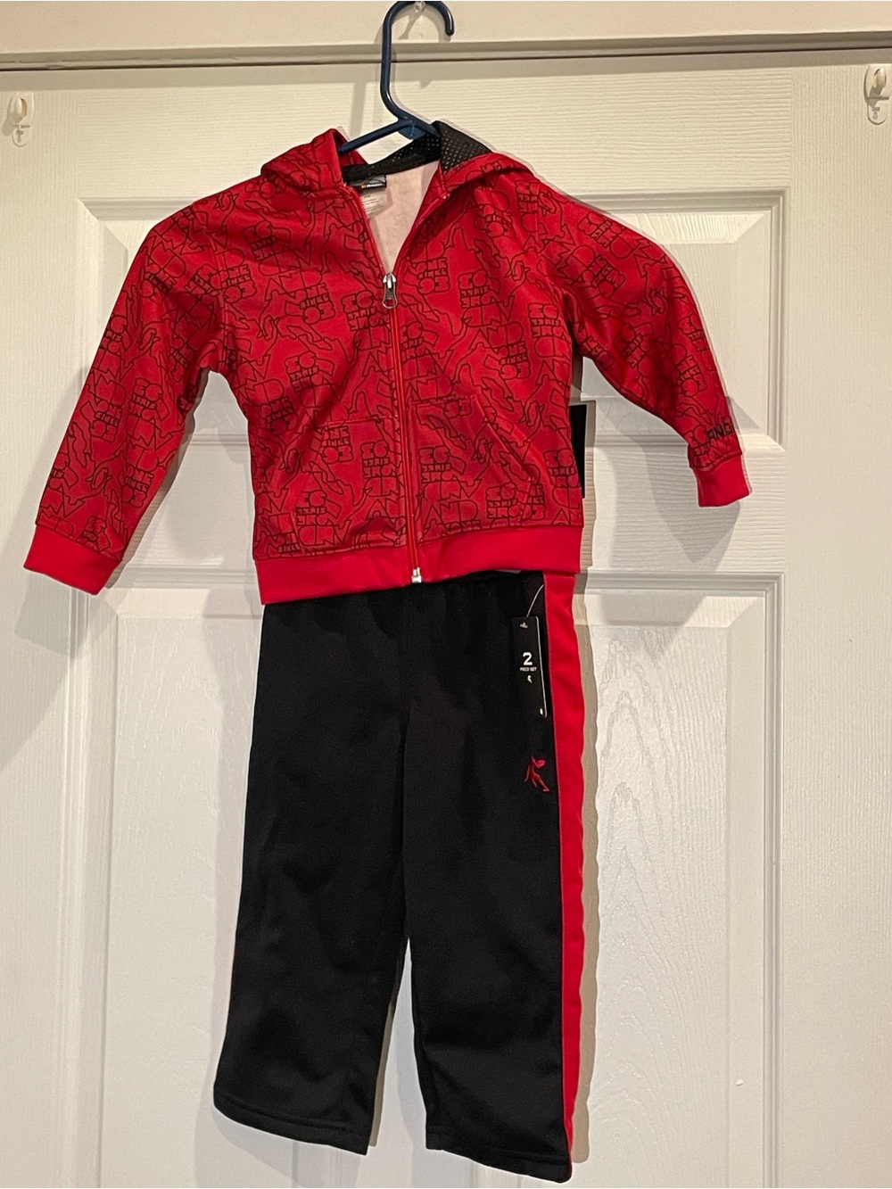 Vintage 2000s AND1 Boys 2 Piece Set Full-Zip Hooded Fleece Hoodie & Pants Red